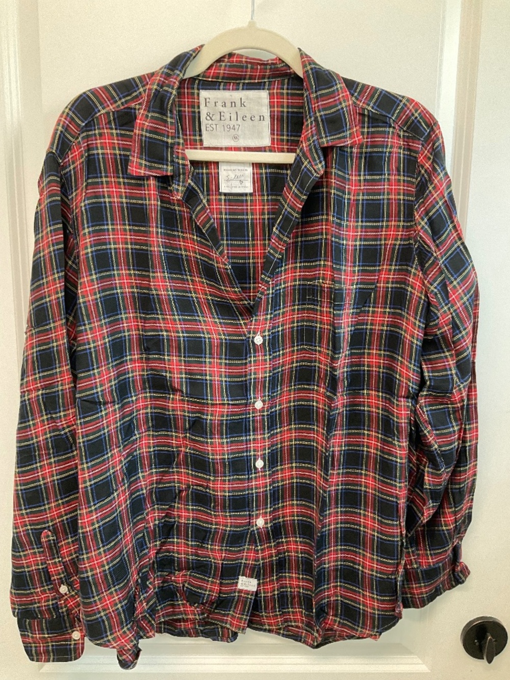 Frank & Eileen Eileen Tartan Plaid Button-Up Shirt - Red Black Blue - Size XL